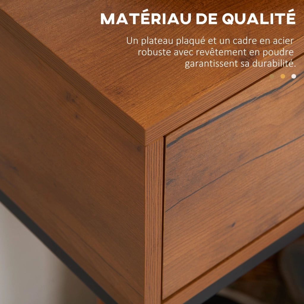 Tavolo console con cassetto e gambe in acciaio ¨C zephmum ¨C marrone 80x30x76