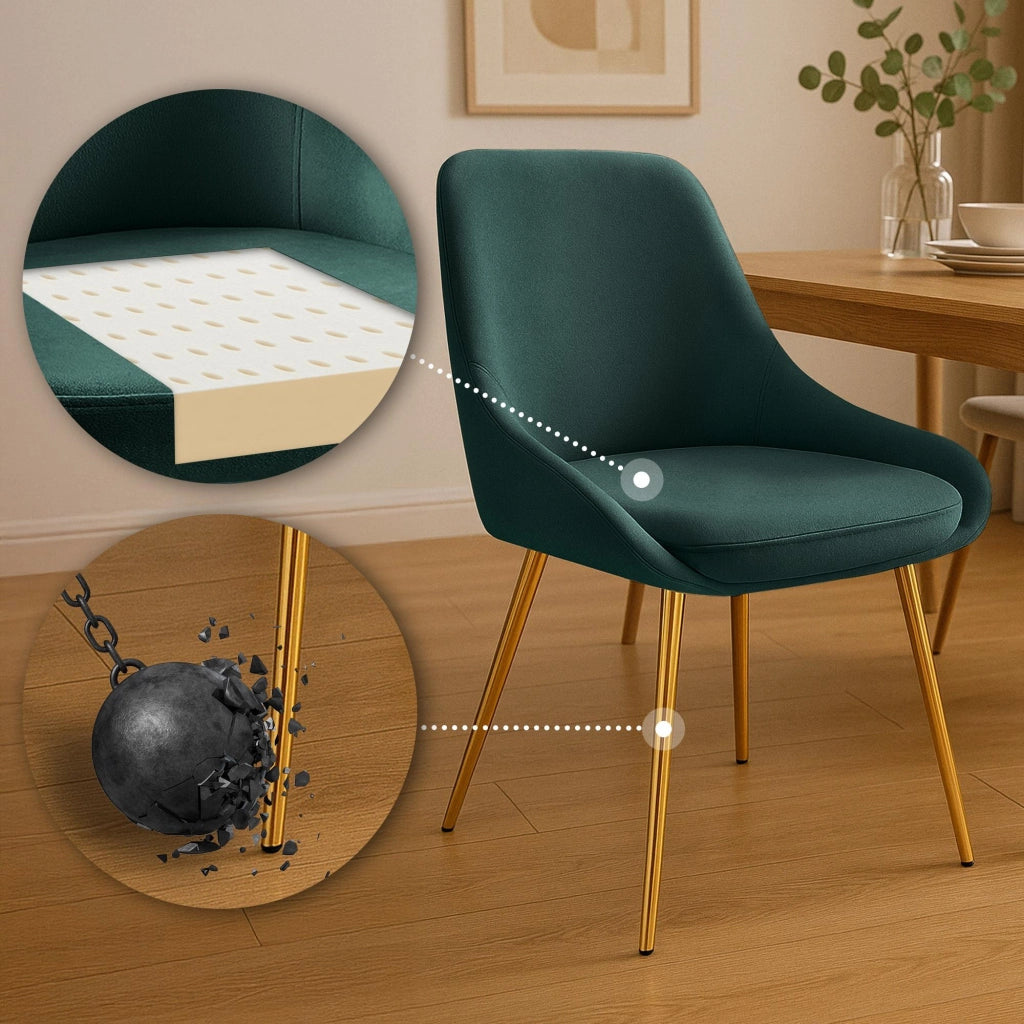 Set di 2 sedie da pranzo Elmira velluto oro 4
