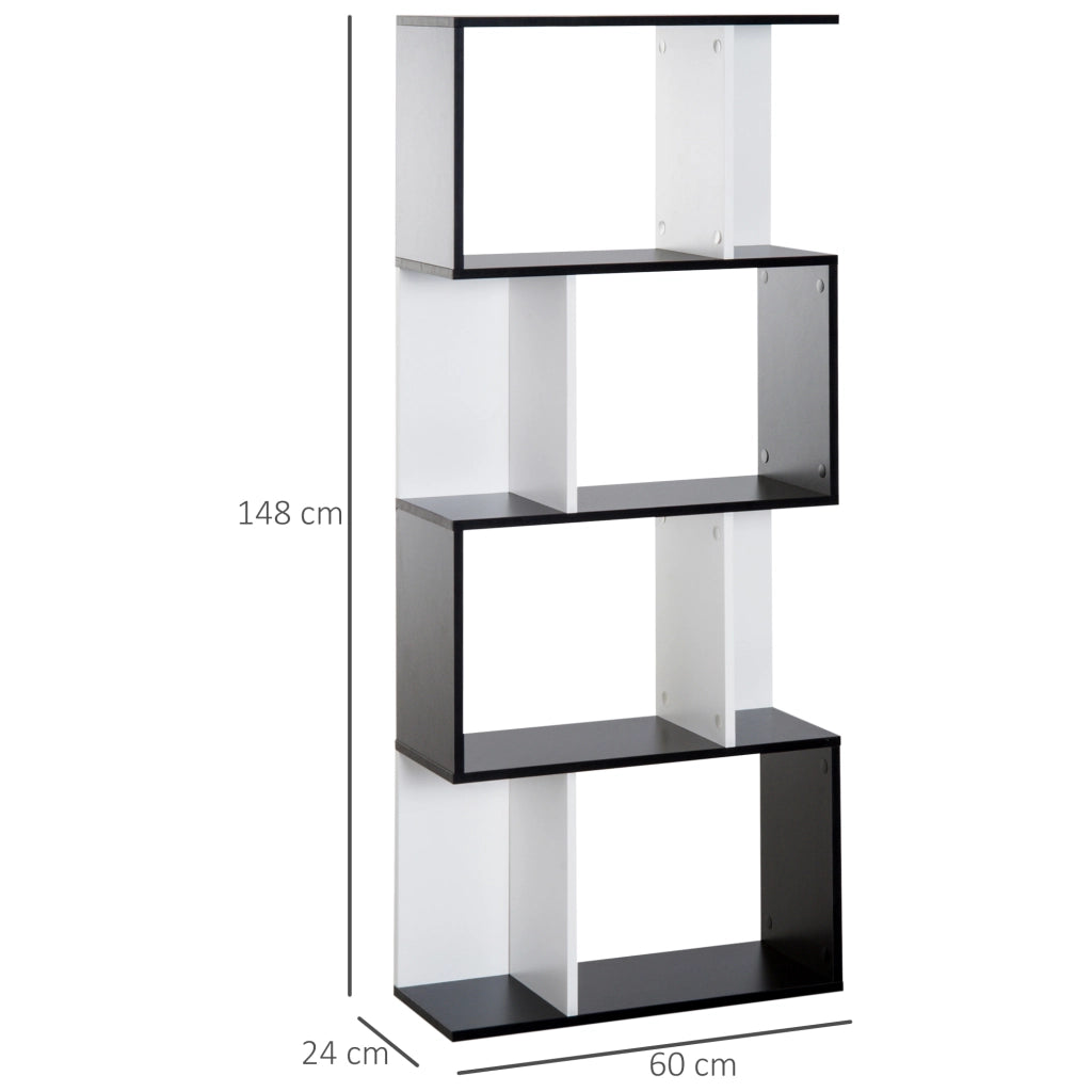 Libreria 5 livelli forma S ¨C Xylo ¨C scaffale legno bianco nero 60x24x148cm