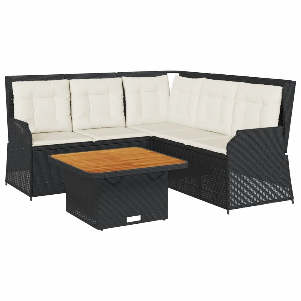 vidaXL Set Divani da Giardino 4 pz con Cuscini Nero in Polyrattan