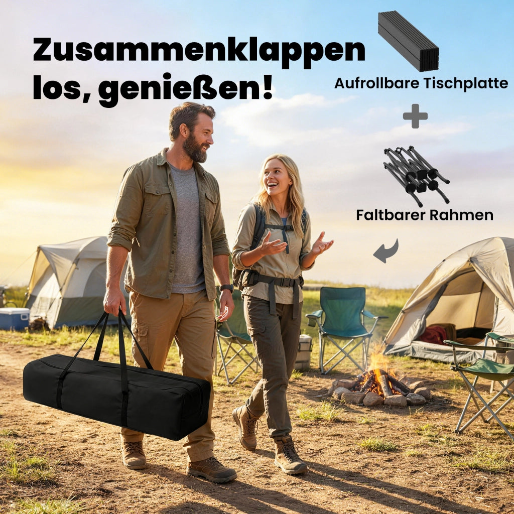 Tavolo da picnic pieghevole e rotelle ¨C Minimal ¨C Nero, rete, 70x70x70 cm