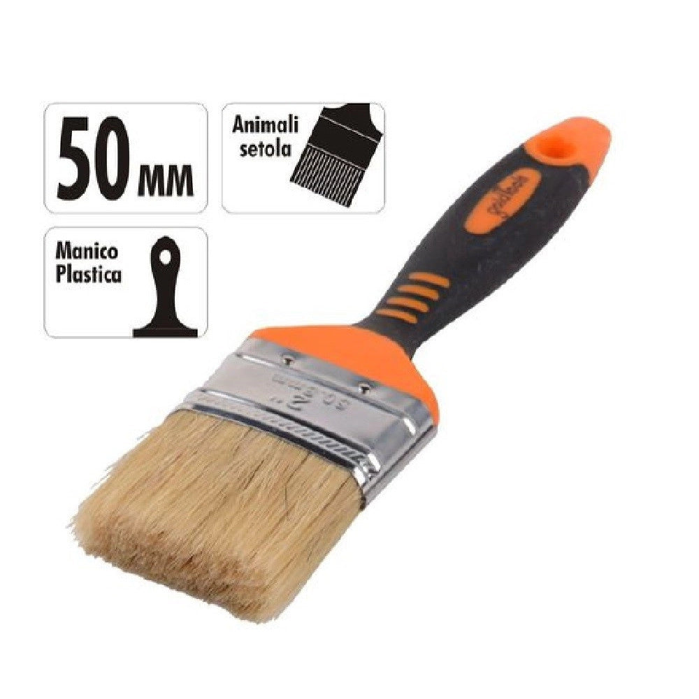 Trade Shop - Pennello Piatto 2" 50mm Setole Morbide Pittura Vernice Manico Antiscivolo 90277 -