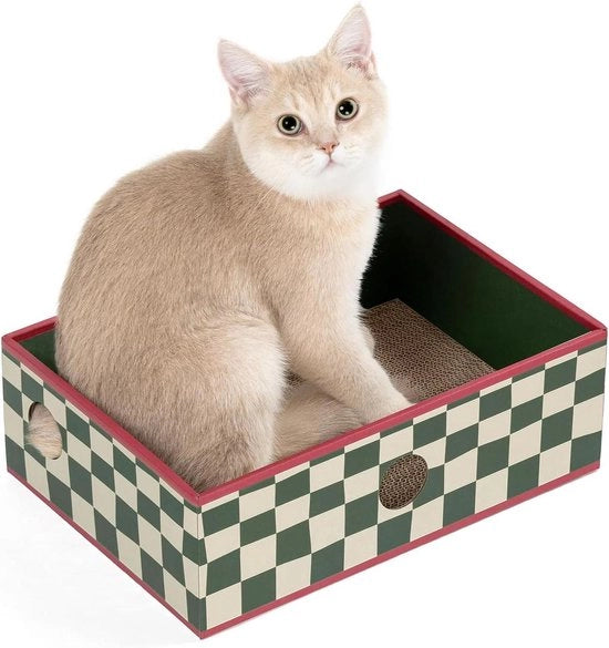 Tavolo per Gatti con Box - Blocco di Scorrimento a Doppia Faccia - Giocattolo Interattivo per Gatti