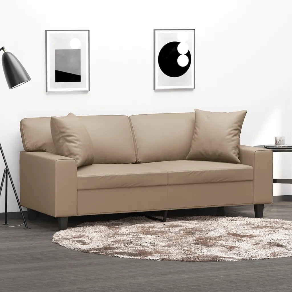 Divano a 2 Posti con Cuscini Cappuccino 140 cm in Similpelle 3200870