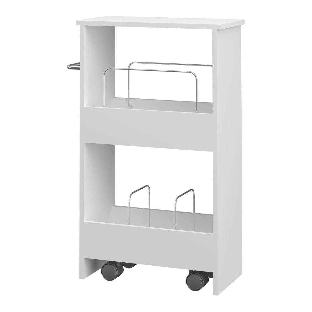 Carrello da Cucina Katra a Ruote con Ripiani 67 x 40 x 20 cm - Bianco [en.casa]