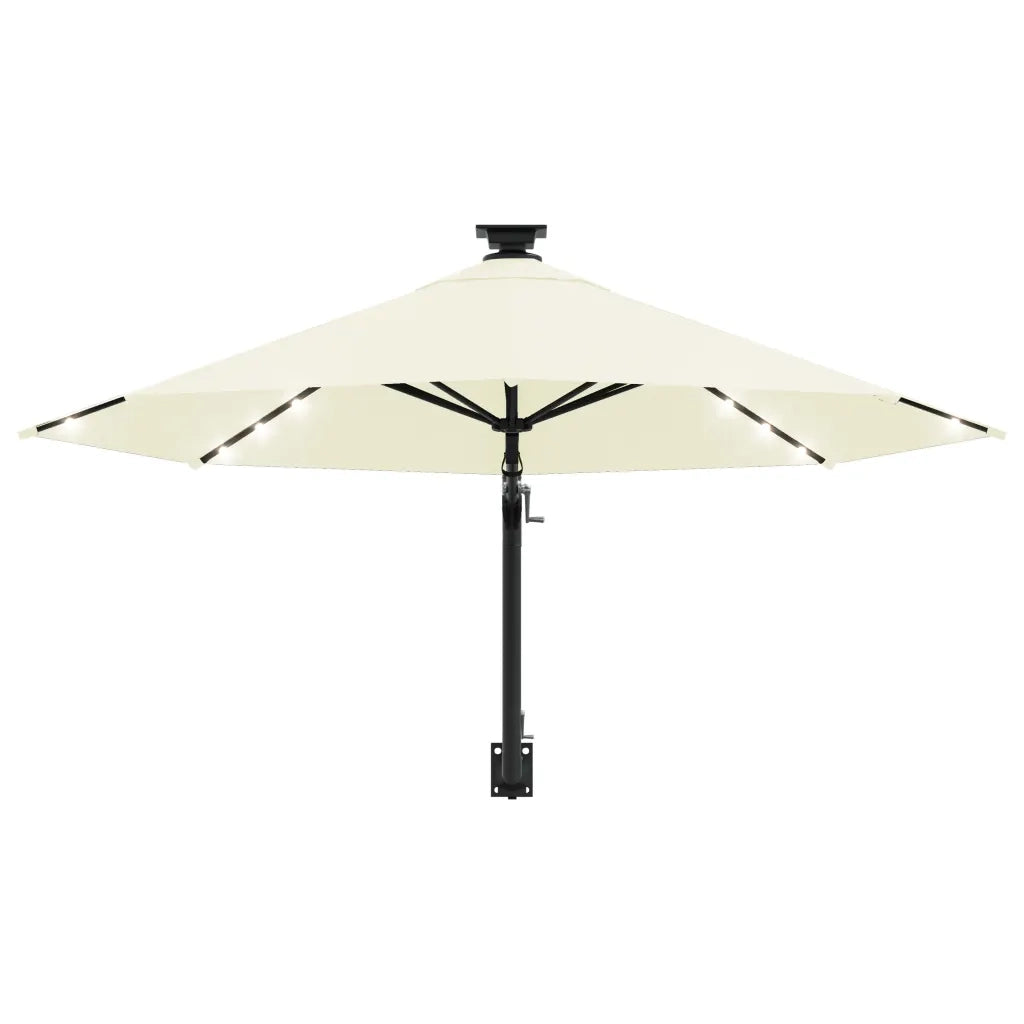 Ombrellone a Muro con LED e Palo in Metallo 300 cm Sabbia cod mxl 64061