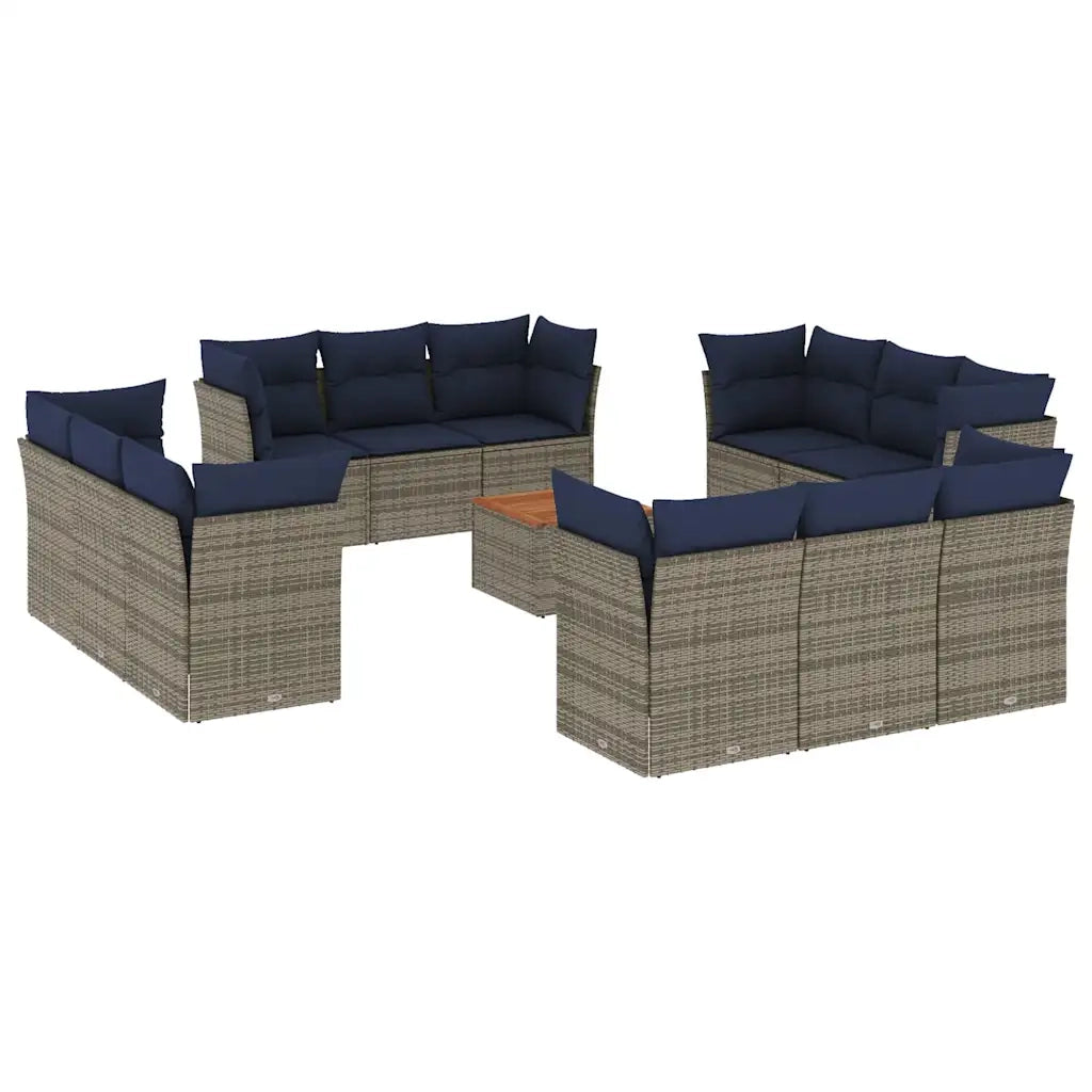 Set Divani da Giardino 13 pz con Cuscini Grigio in Polyrattan