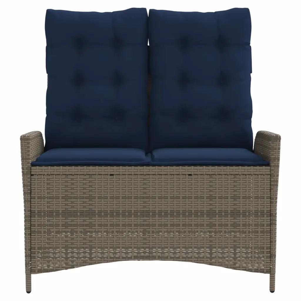 Panca Reclinabile da Giardino con Cuscini Grigia in Polyrattan 368243