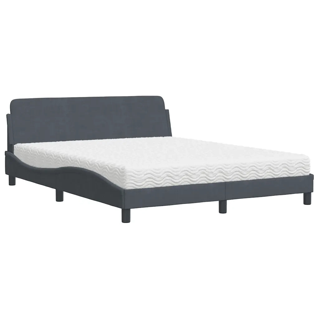 Letto con Materasso Dover Grigio Scuro 160x200 cm in Velluto 3208432