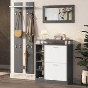 Set Ingresso con Specchio, Scarpiera, Ripiani e Appendiabiti ¨C Xylo ¨C Antracite, 80x25x96.5 cm