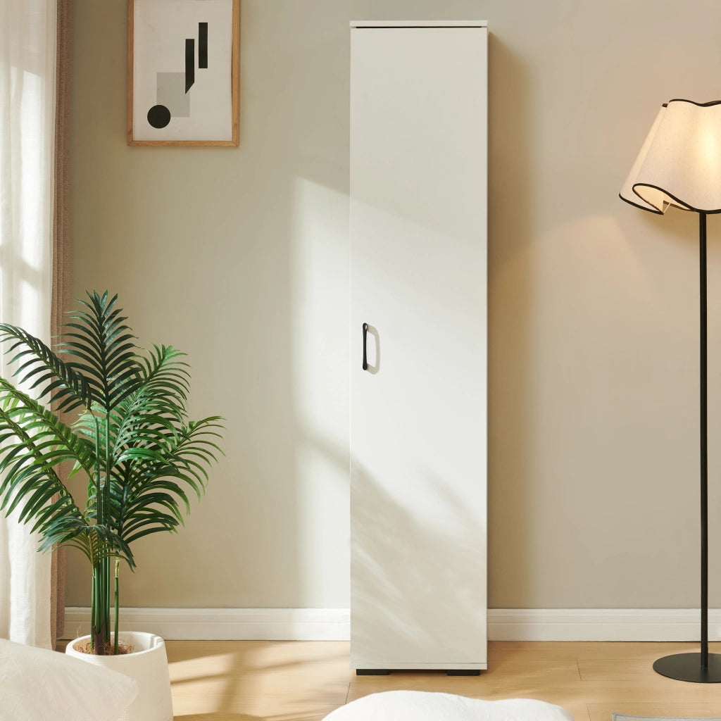 Armadio Multifunzionale Chalvefted ad Anta e 5 Ripiani 175x37x35 cm - Bianco [en.casa]