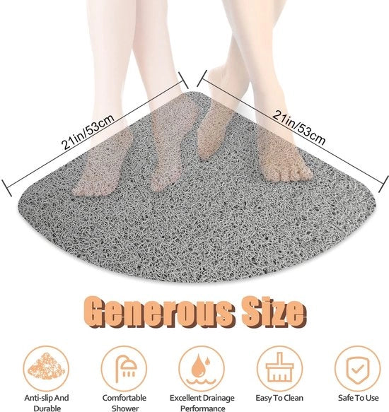 Mat Douchemat Antislip per Bagno - 53x53cm - Superficie Loofah - Materiale Ecologico