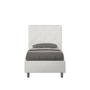 Letto imbottito Singolo 80x190 cm Priya - Bianco,Similpelle,Con rete