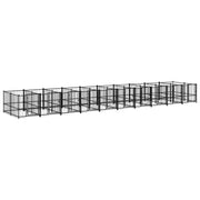 Gabbia per cuccia recinto per animali da esterno per cani in acciaio 18,77 m² nero 02_0041811