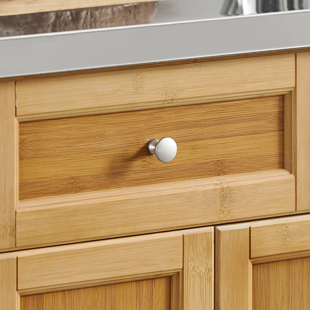 SoBuy Isola Cucina su Ruote con Piano di Lavoro Estendibile, Mobiletto Salvaspazio, Carrello da Cucina con Ruote, con Due Cassetti e Ripiano Regolabile Naturale 107x(46–71) x92,5 cm FKW130-N