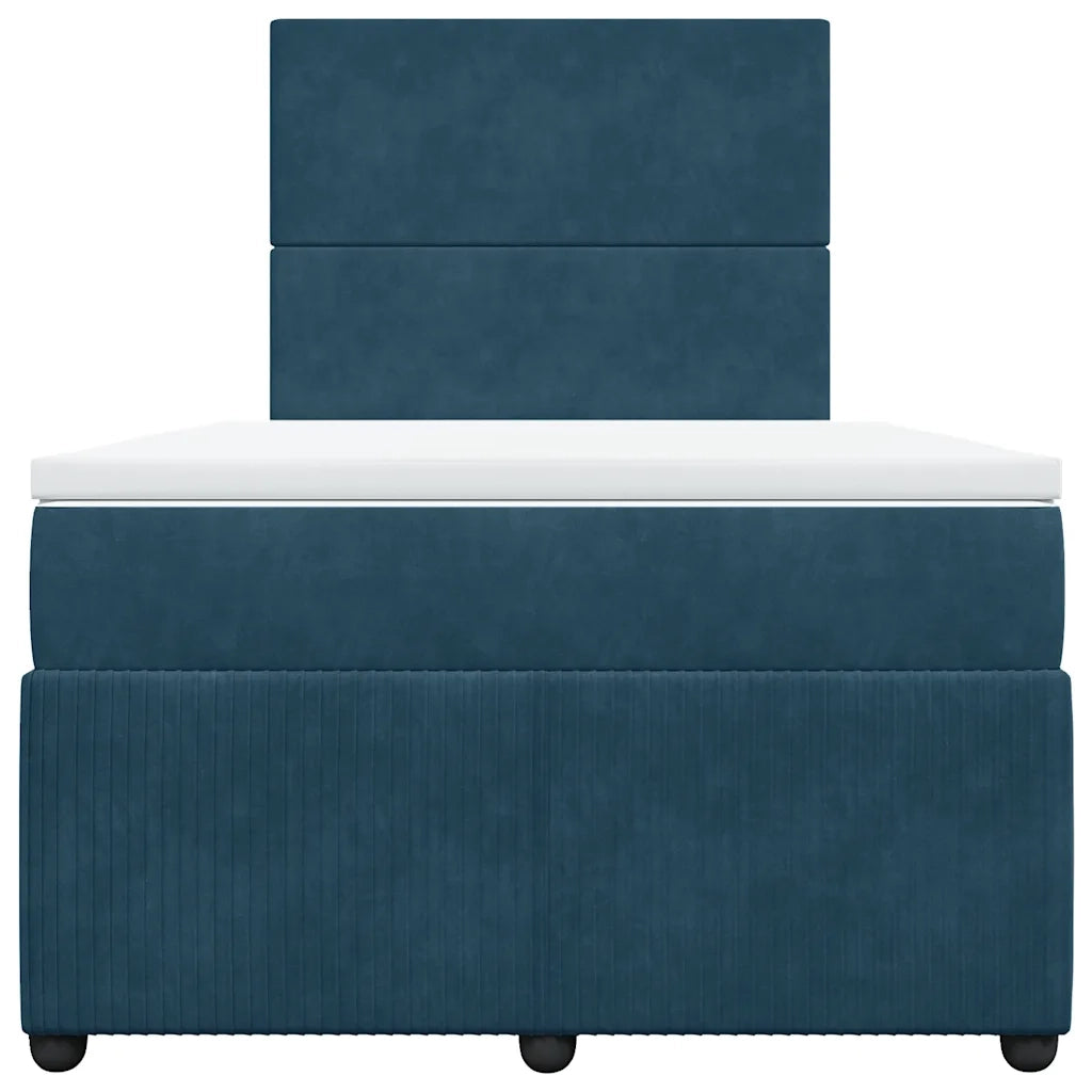 Giroletto a Molle con Materasso Blu Scuro 120x190 cm in Velluto