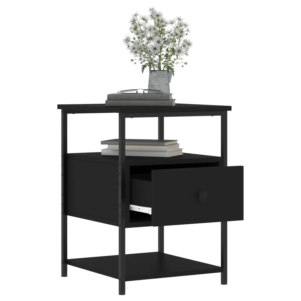 Set di 2 Comodini | Armadio da Notte | Mobiletto da notte Neri 40x42x56 cm in Legno Multistrato