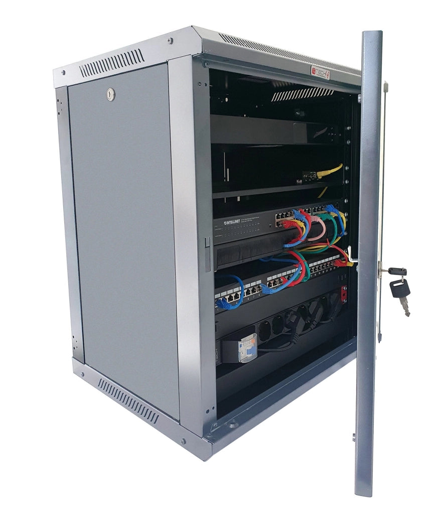 Armadio Rack 19'' a Muro 15 Unità P.450 mm Flat Pack Grigio