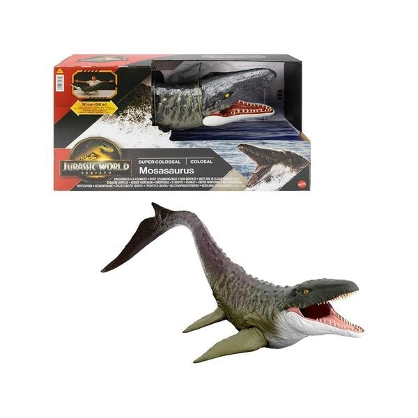 Animale giocattolo mattel jgb51 jurassic world rebirth mosasauro super
