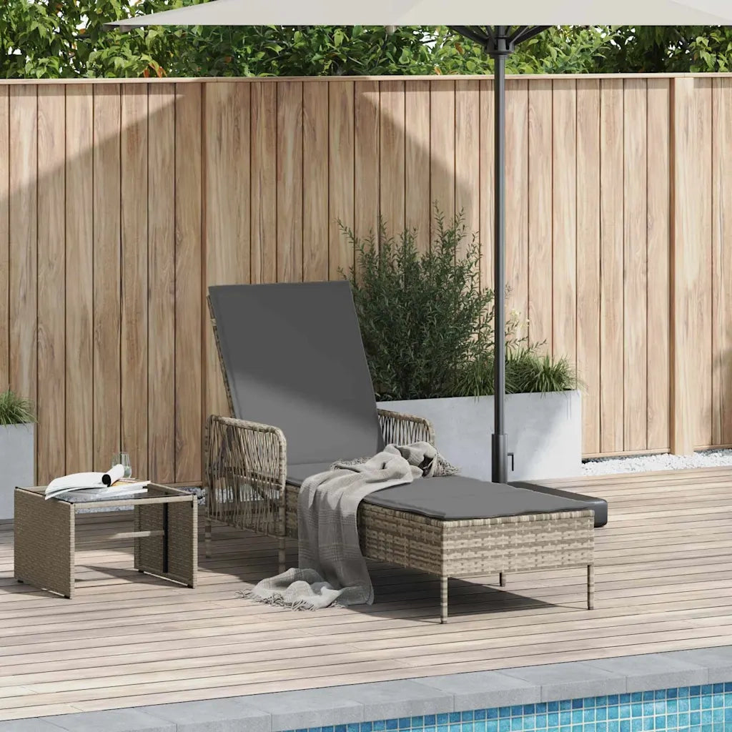 Lettino da Lettino sole | Sdraio da giardino | Lettino da sole Grigio chiaro e grigio scuro 200 x 55 x 92 cm