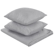 Copriletto in Tessuto di Poliestere Grigio 140 x 210 cm con Cuscini Motivo in Rilievo Decorativo Copriletto Lenzuola Classico Camera da Letto