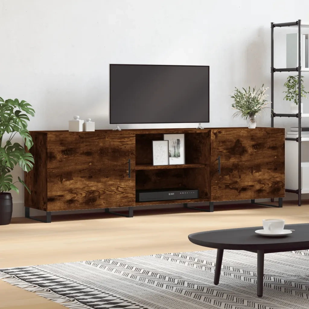 Mobile Porta TV Rovere Fumo 150x30x50 cm in Legno Multistrato 829121