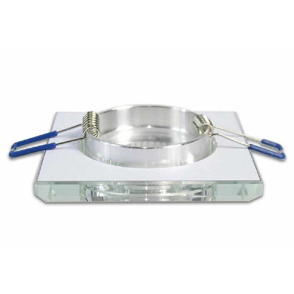Trade Shop - Portafaretto Da Incasso Quadrato In Vetro Effetto Specchio Foro 60mm Argento P18 -