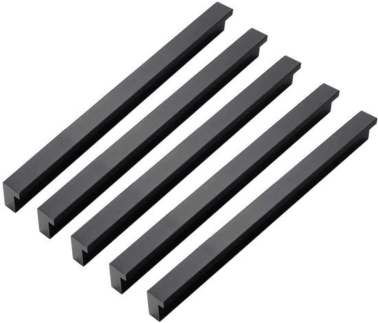 Pacchetto di 10 maniglie in alluminio leggero - nero - maniglie per cassetti - maniglie per mobili - alta qualità - lunghezza totale 202mm