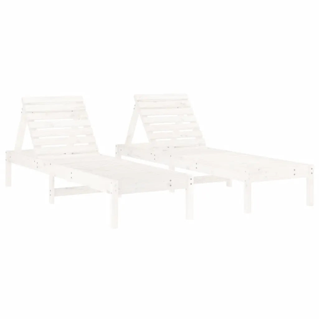 Lettini Prendisole 2pz Bianchi 199,5x60x74 cm Massello di Pino 825068
