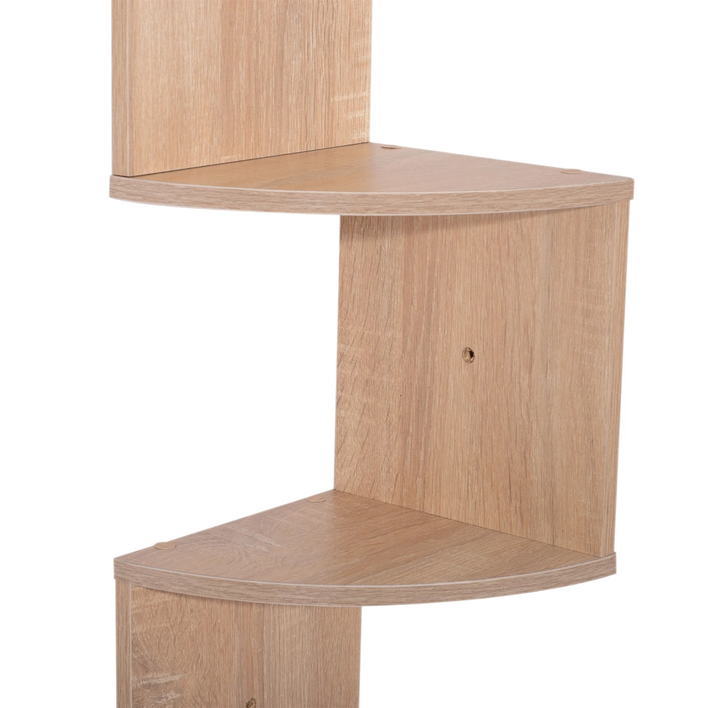 Libreria Angolare a Parete Zigzag 5 Livelli ¨C Zephmum ¨C Legno Rovere 20x20x126 cm