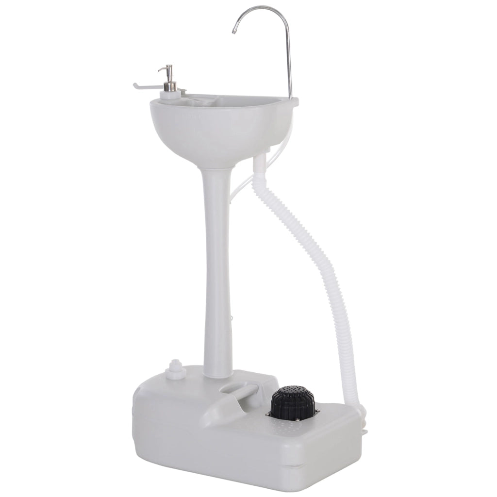 Lavabo Portatile da Campeggio 17L 51x33,5x103 cm con Ruote in HDPE  Grigio Chiaro