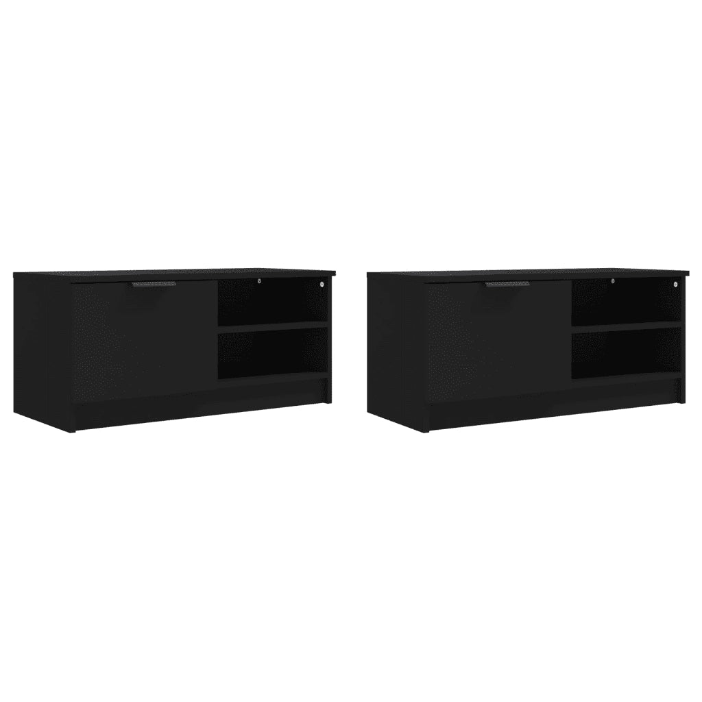 Mobili Porta TV 2 pz Neri 80x35x36,5 cm in Legno Multistrato