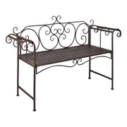Panca da giardino mobili da esterno per patio terrazza 132 x 46 x 85 cm acciaio marrone anticato 02_0011237