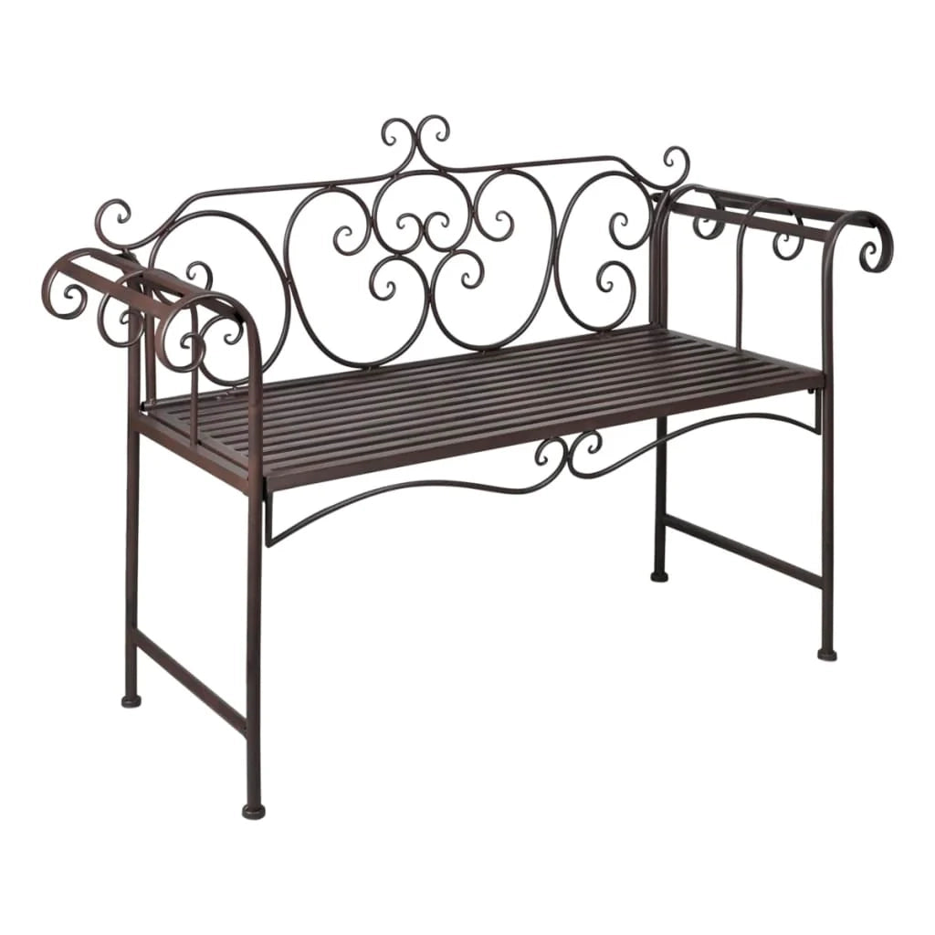 Panca da giardino mobili da esterno per patio terrazza 132 x 46 x 85 cm acciaio marrone anticato 02_0011237
