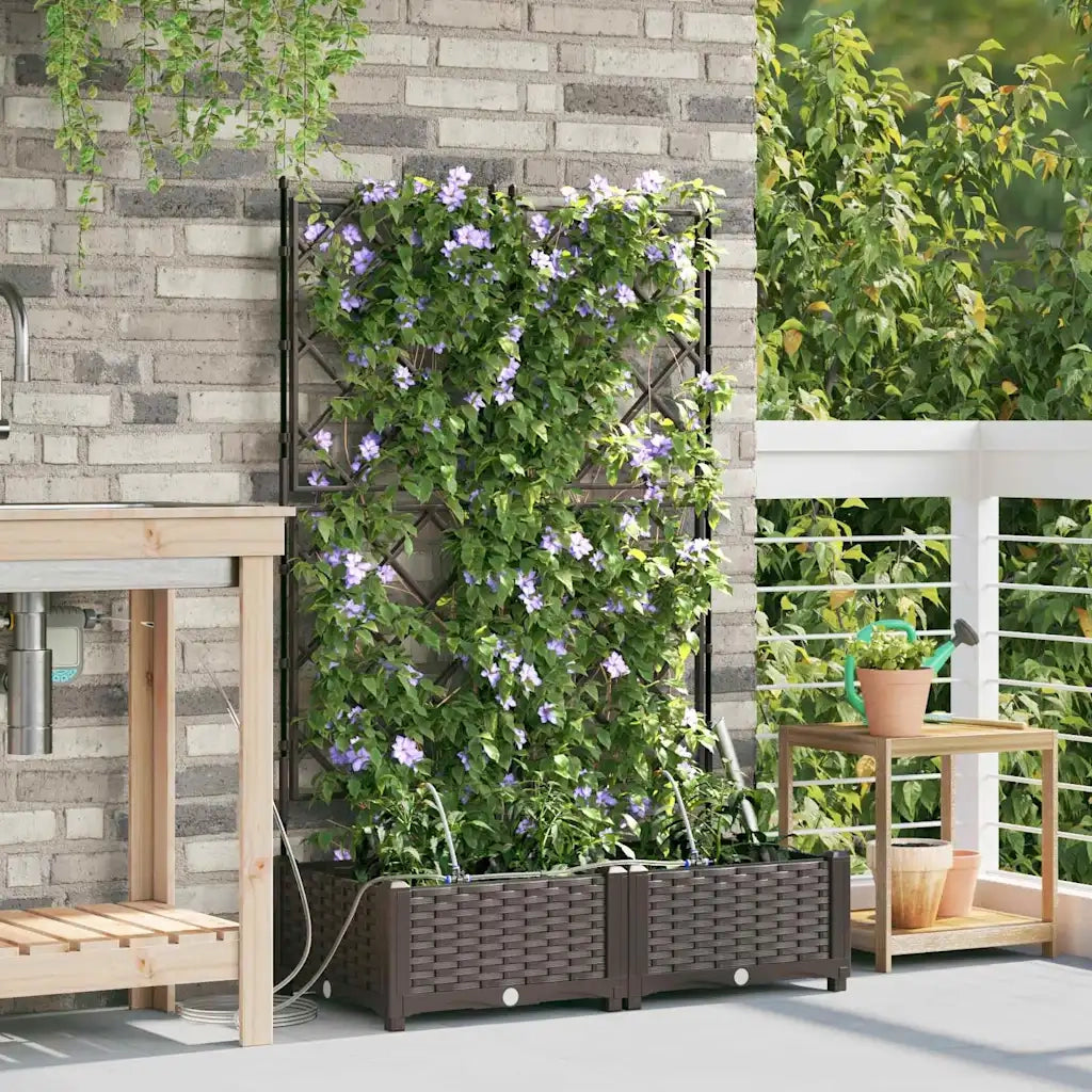 Vaso da giardino 2 pcs Marrone Plastica 42002827