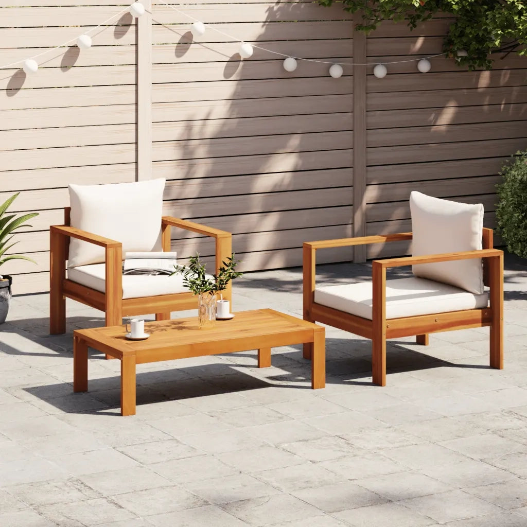 Set Divano da Giardino 3pz con Cuscini Legno Massello di Acacia 3214841