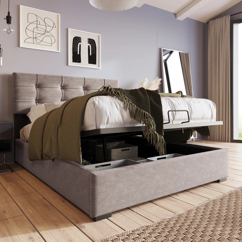 letto imbottito velluto grigio chiaro 90 x 200 cm