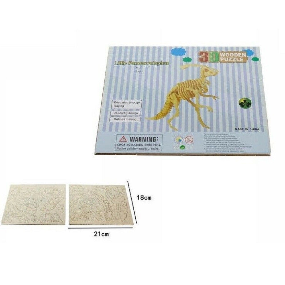 Trade Shop - Puzzle 3d Legno Parasaurolofo Modellino Modellismo Collezione Gioco Bambini 07339 -