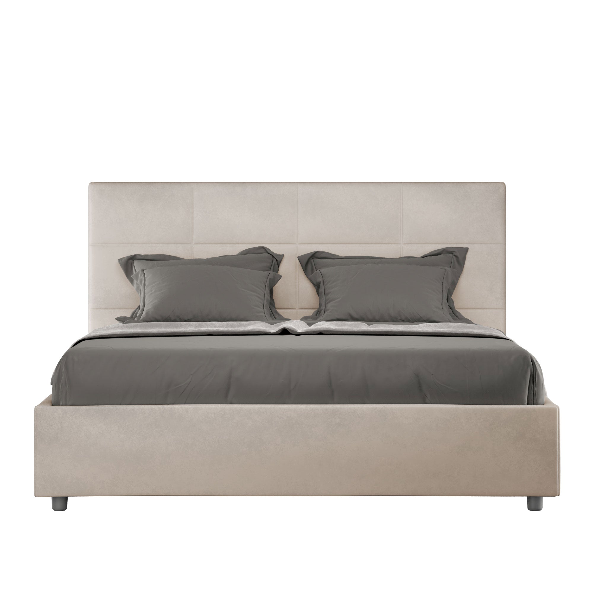 Letto Matrimoniale Francese 140x210 cm con Rete e Contenitore Mika Sabbia