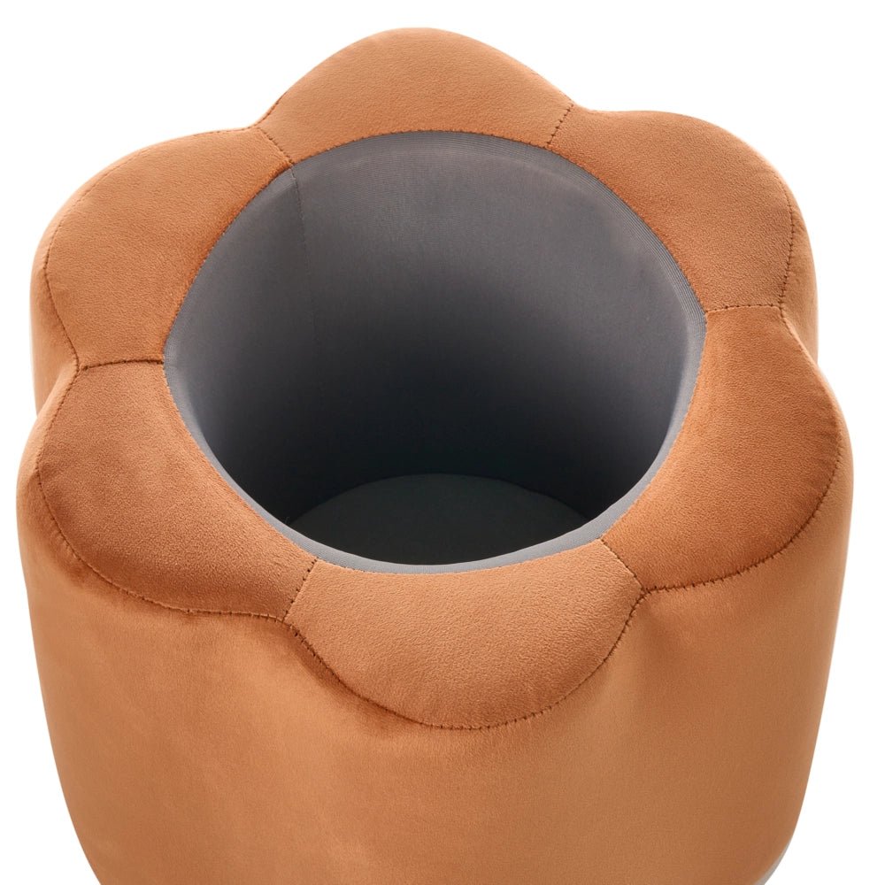 Pouf in velluto arancione con vano portaoggetti motivo floreale per soggiorno e camera da letto stile scandinavo