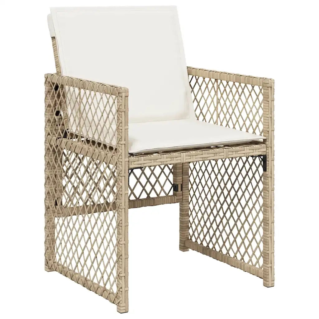 Set da Pranzo da Giardino 9 pz con Cuscini Beige in Polyrattan 3210778