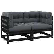 Divano da Giardino a 2 Posti con Cuscini Nero Massello di Pinocod mxl 94745
