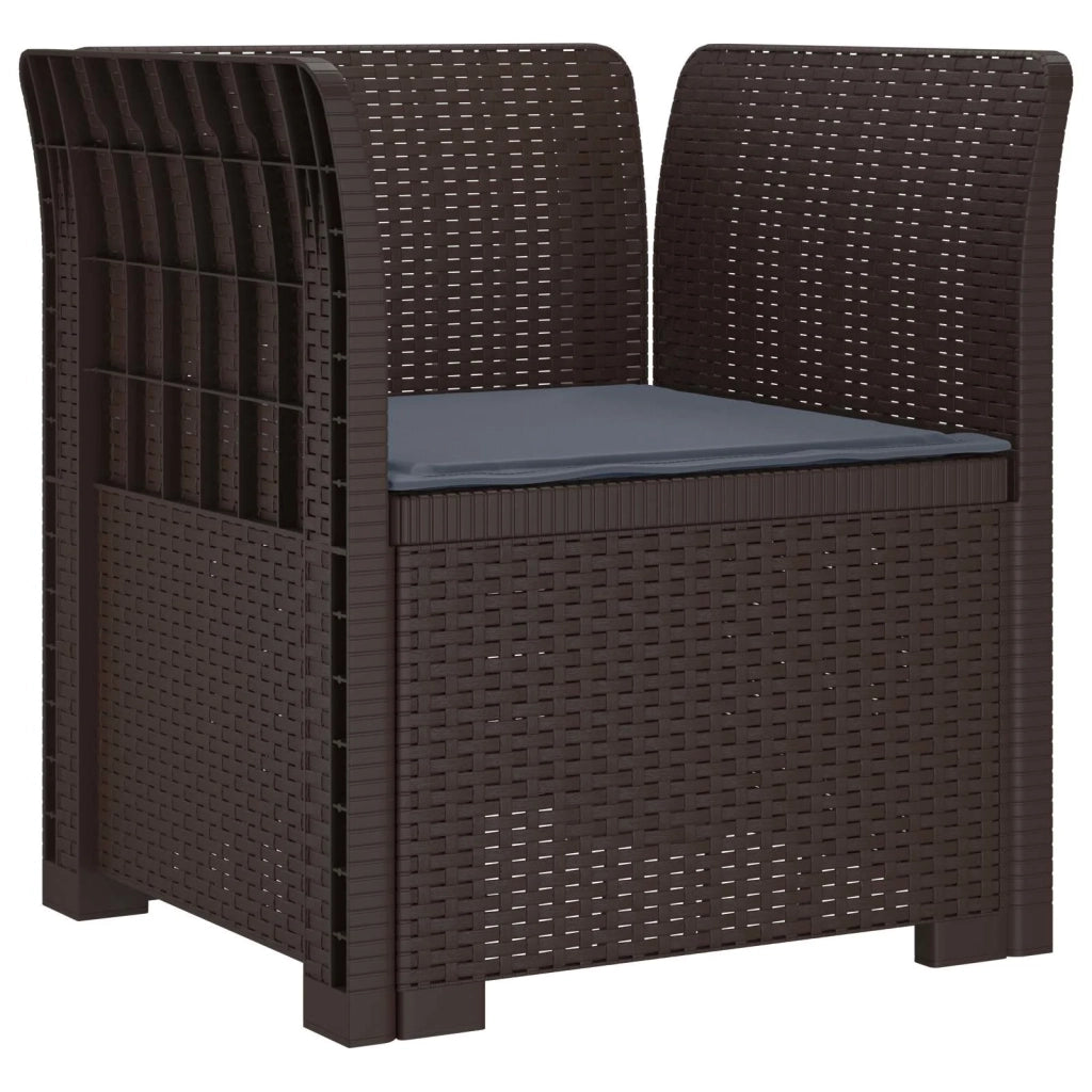 Sedia da giardino-Poltrona a 1 Posto con Cuscino Aspetto Rattan PP Marrone 975566