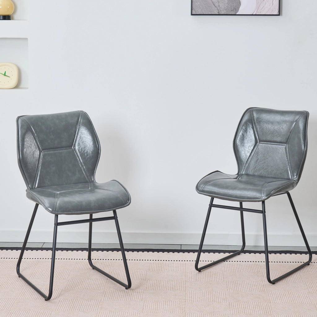 SEDIA da pranzo Set da 2 pezzi in similpelle Grigio con struttura in metallo