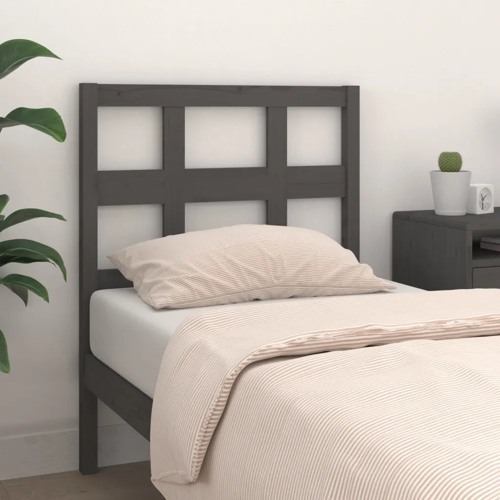 Testiera | Testata per Letto Grigia 95,5x4x100 cm Legno Massello di Pino