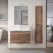 Mobile bagno sospesa 80cm tabacco e tortora con pensile e lavabo Sumya