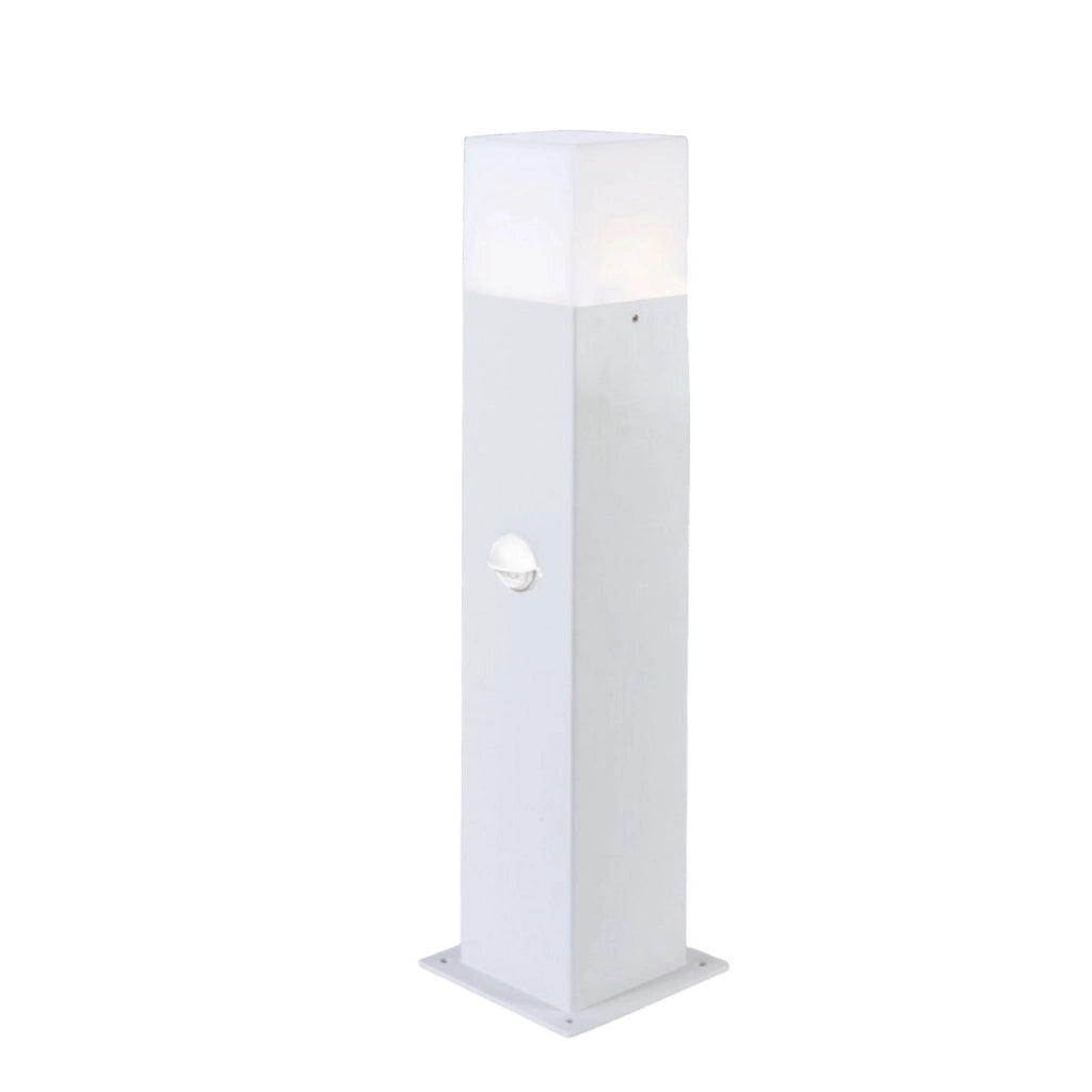 Lampione palo luminoso da giardino Bianco con attacco per lampadine E27 dotato di sensore movimento PIR