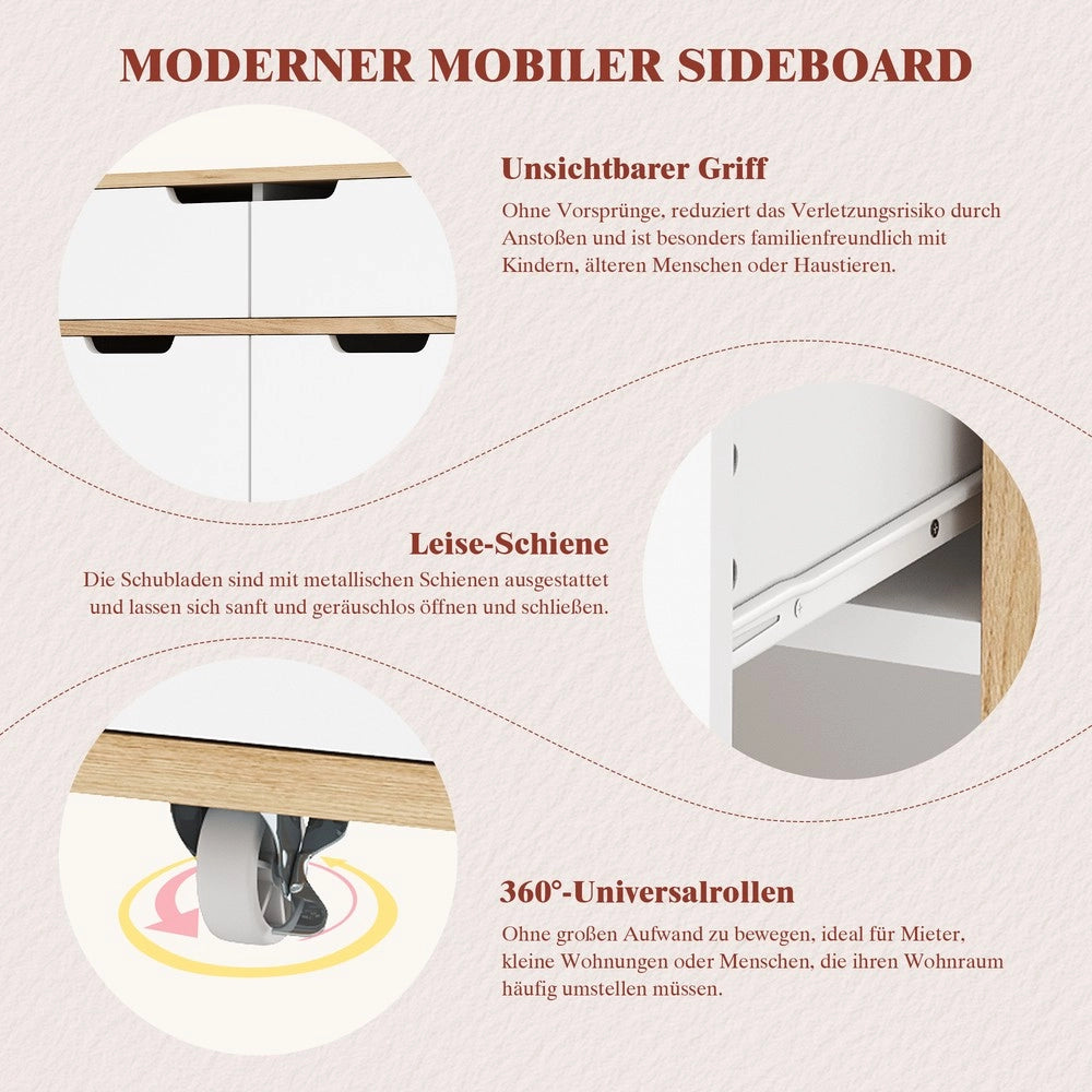 Carrello Portavivande con Cassetti e Ante ¨C Xylo ¨C Legno, Moderno, Soggiorno e Cucina