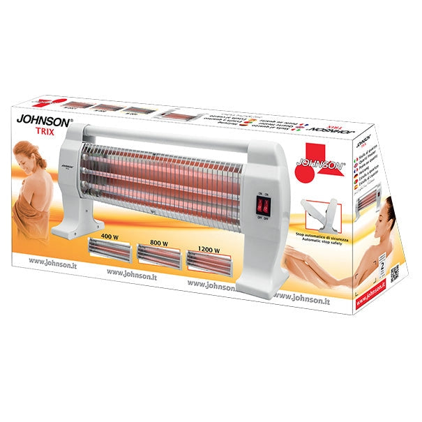 Trix Stufa al Quarzo Compatta Potenza 400-1200W 3 Elementi Riscaldanti Spegnimento Automatico Basso Consumo