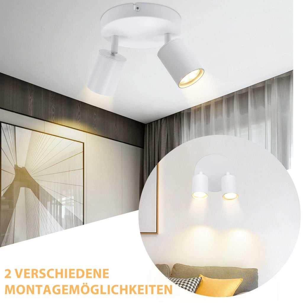 ZMH Faretto da soffitto 2 luci rotondi orientabili 330° moderni per soggiorno